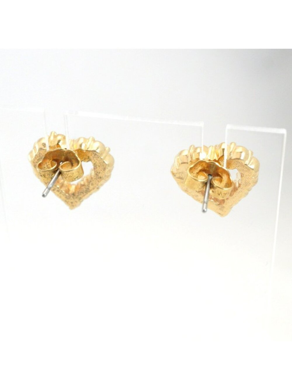 Vintage Avon Heart Red Clean Rhinestones Gold-Tone Post Earrings - Picture 5 of 7